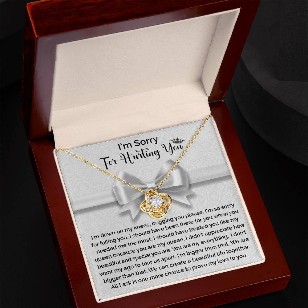 Apology Gift for Girlfriend, Wife, Soulmate - Sorry, My Queen - Love Knot Pendant Necklace - Mallard Moon Gift Shop