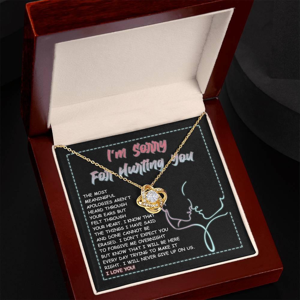 Apology Gift for Girlfriend, Wife, Soulmate - Sorry, Never Give Up -Love Knot Pendant Necklace - Mallard Moon Gift Shop
