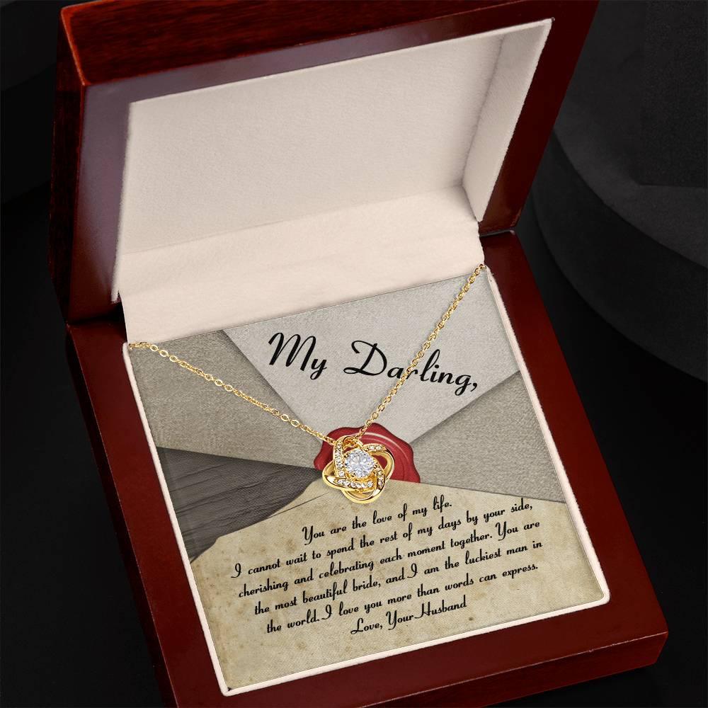 My Darling Bride Love of My Life Love Knot Pendant Necklace - Mallard Moon Gift Shop
