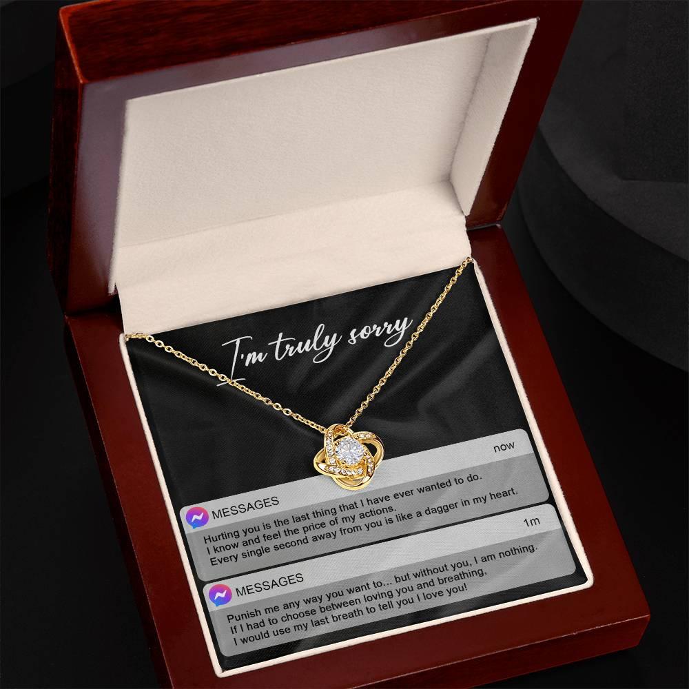 Gift for Girlfriend, Wife - Sorry, Away From You - Love Knot Pendant Necklace - Mallard Moon Gift Shop