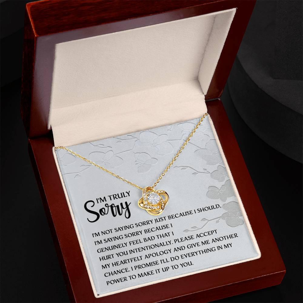 Apology Gift for Girlfriend, Wife, Soulmate - Sorry, Feel Bad - Love Knot Pendant Necklace - Mallard Moon Gift Shop