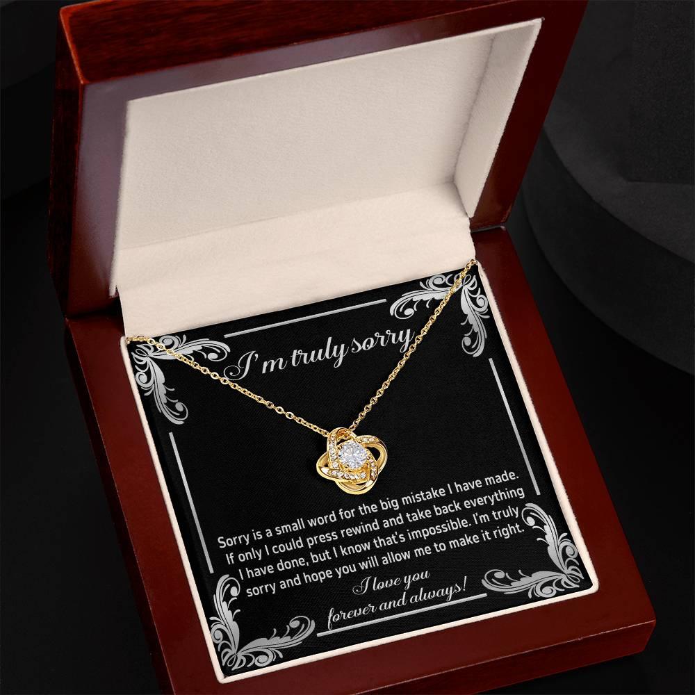 Gift for Girlfriend, Wife-Sorry, Make It Right-Love Knot Pendant Necklace - Mallard Moon Gift Shop