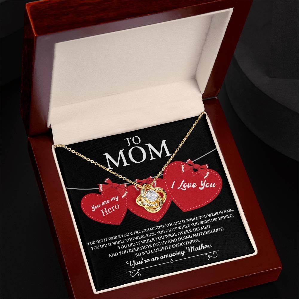 Gift for Mom You Are My Hero Love Knot Necklace - Mallard Moon Gift Shop