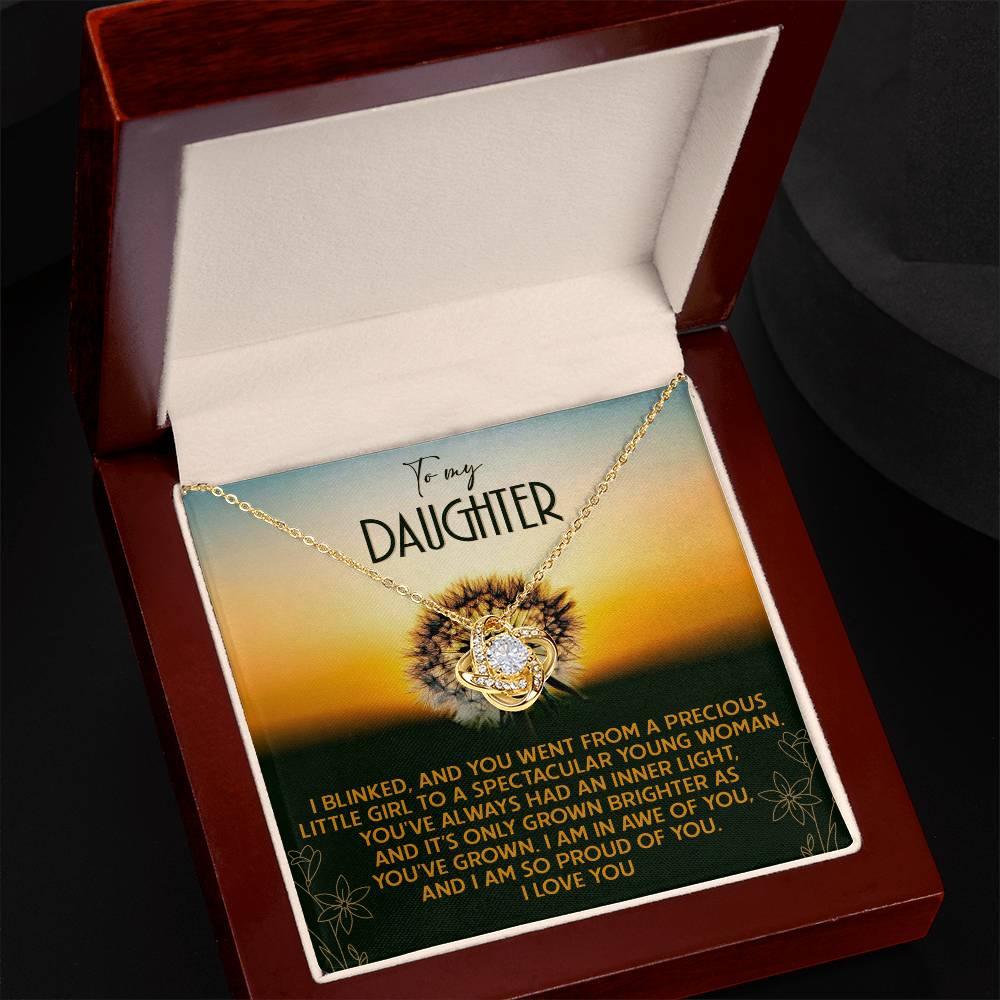 Daughter - Grown Brighter - Love Knot Pendant Necklace - Mallard Moon Gift Shop