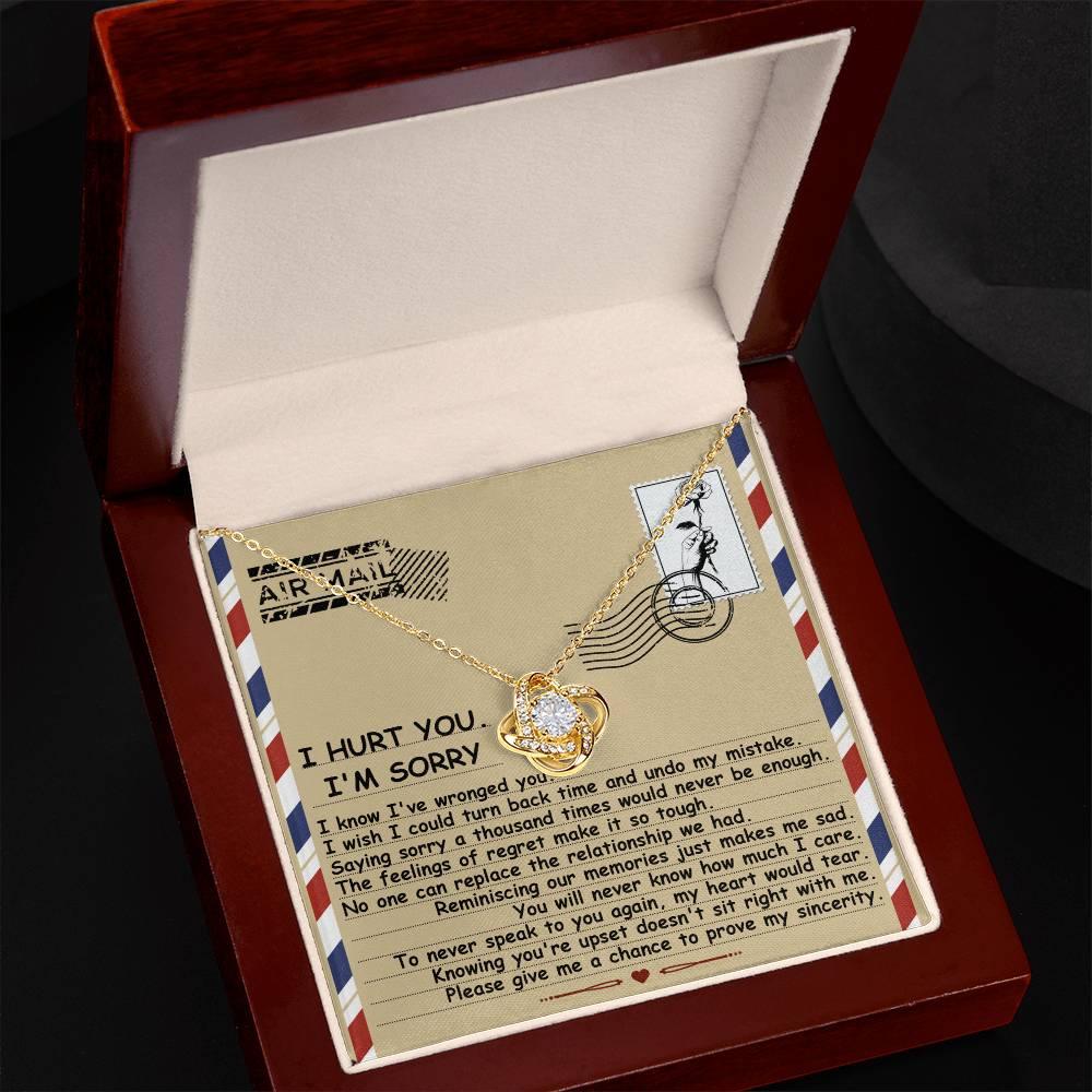 Apology Gift for Girlfriend, Wife, Soulmate - Sorry, Makes Me Sad - Love Knot Pendant Necklace - Mallard Moon Gift Shop