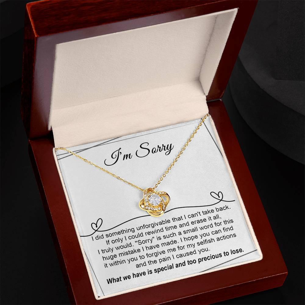 Gift for Girlfriend, Wife - Sorry, Breaking My Heart - Love Knot Pendant Necklace - Mallard Moon Gift Shop