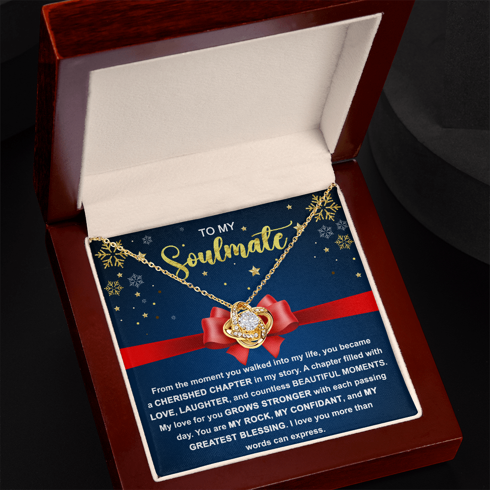 To My Soulmate - My Rock, My Confidant, My Greatest Blessing - Love Knot Pendant Necklace - Mallard Moon Gift Shop