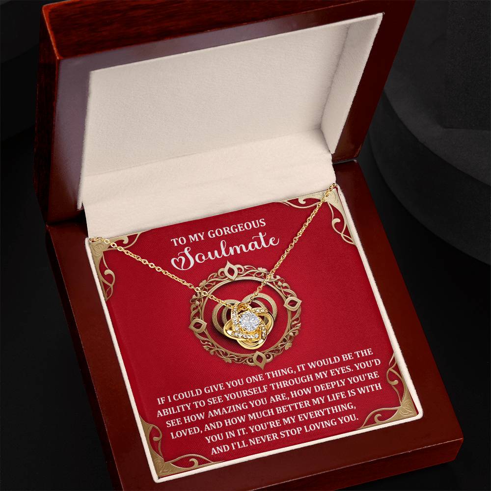 Romantic Anniversary, Valentine's Day Gift for Soulmate, Wife, Girlfriend - Through My Eyes - Love Knot Pendant Necklace - Mallard Moon Gift Shop
