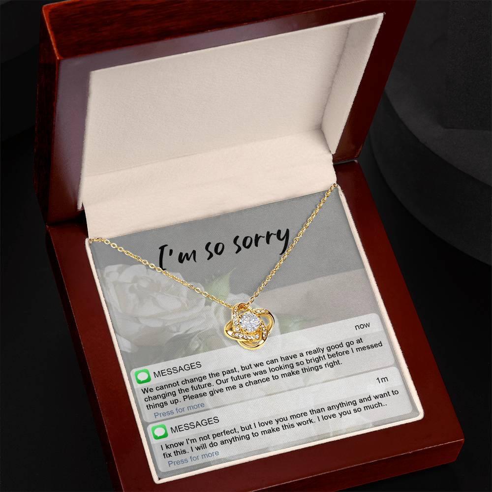 Gift for Girlfriend, Wife - Sorry, I'm Not Perfect - Love Knot Pendant Necklace - Mallard Moon Gift Shop