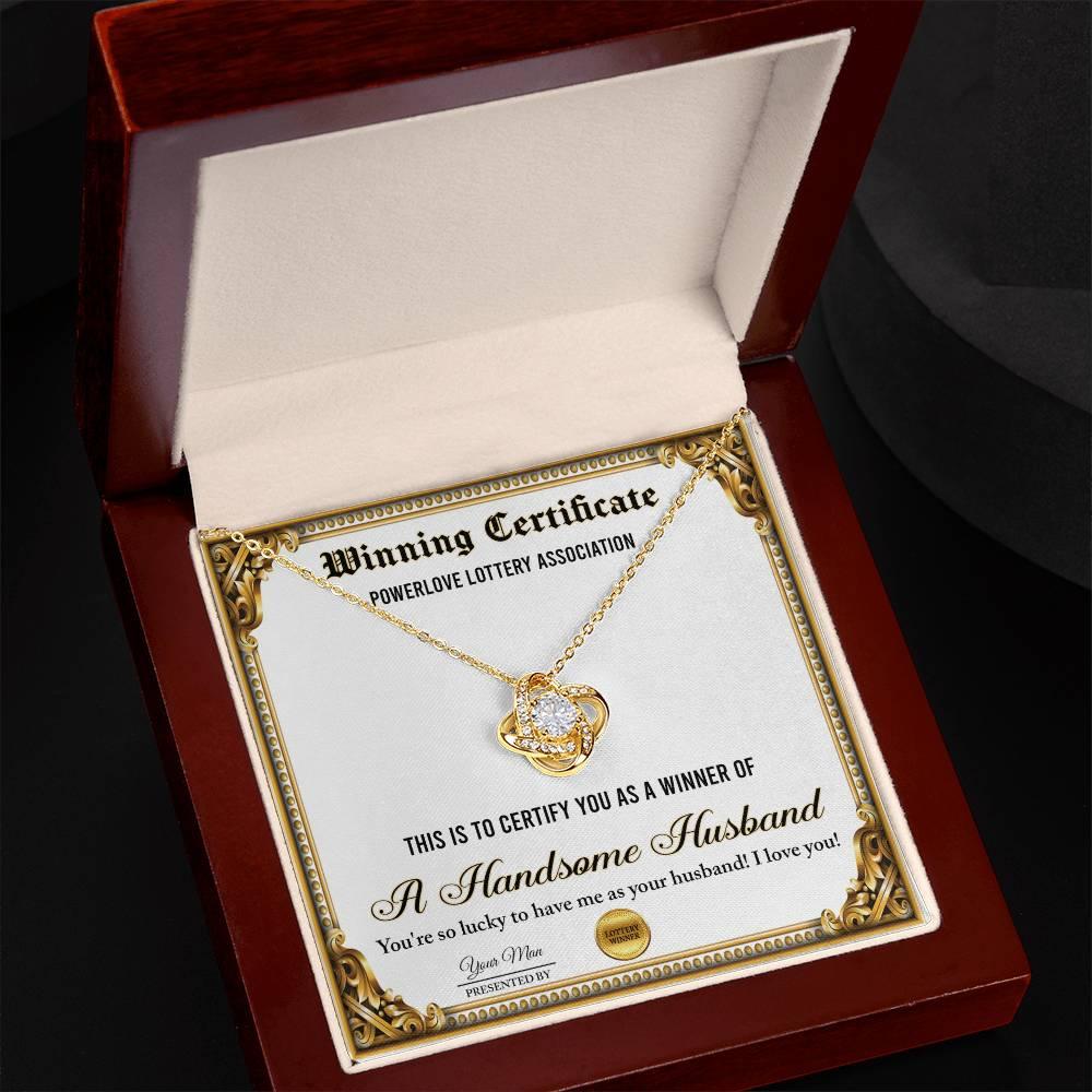 Wife Wedding Day, Anniversary, Birthday Gift - Winning Certificate - Love Knot Pendant Necklace - Mallard Moon Gift Shop