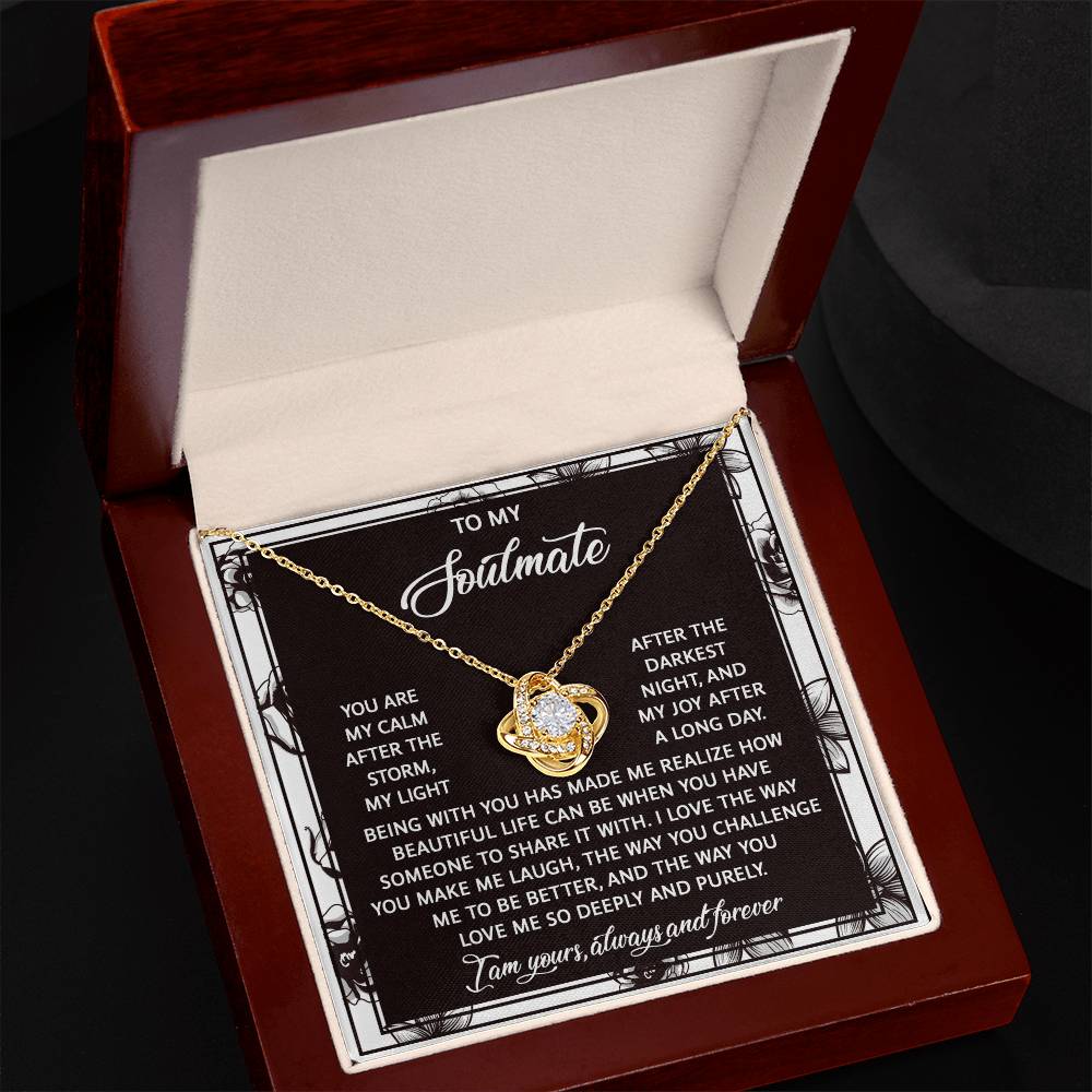 To My Soulmate - My Calm After the Storm Love Knot Necklace – A Romantic Valentine’s Day Gift with a Heartfelt Message - Mallard Moon Gift Shop