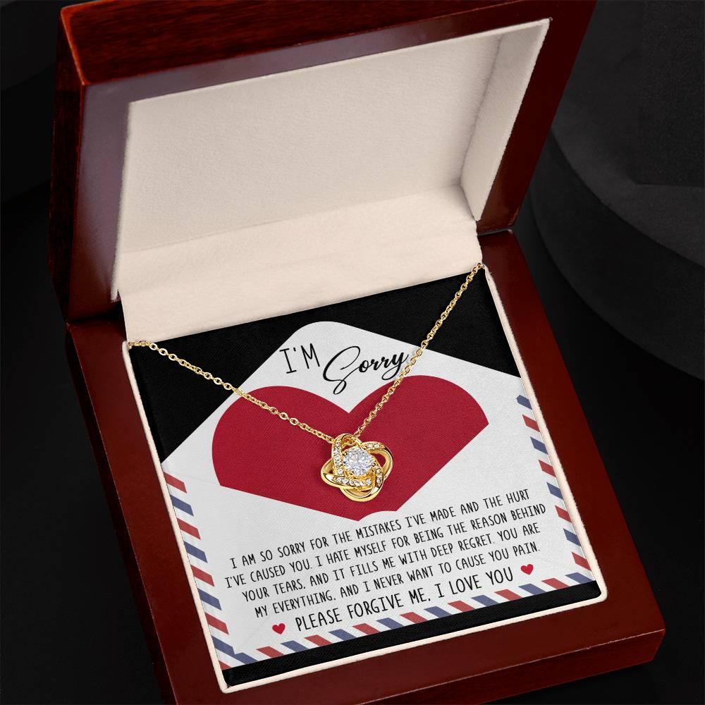 Apology Gift for Girlfriend, Wife, Soulmate - Sorry, Behind Your Tears - Love Knot Pendant Necklace - Mallard Moon Gift Shop