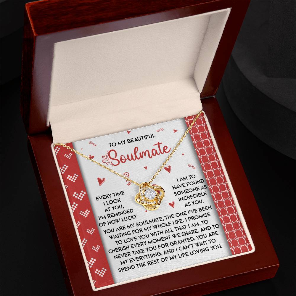 Romantic Anniversary, Valentine's Day Gift for Soulmate, Wife, Girlfriend - Waiting My Whole Life - Love Knot Pendant Necklace - Mallard Moon Gift Shop