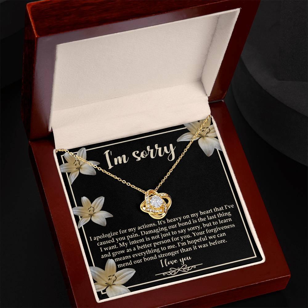 Apology Gift for Girlfriend, Wife, Soulmate - Sorry, The Last Thing - Love Knot Pendant Necklace - Mallard Moon Gift Shop