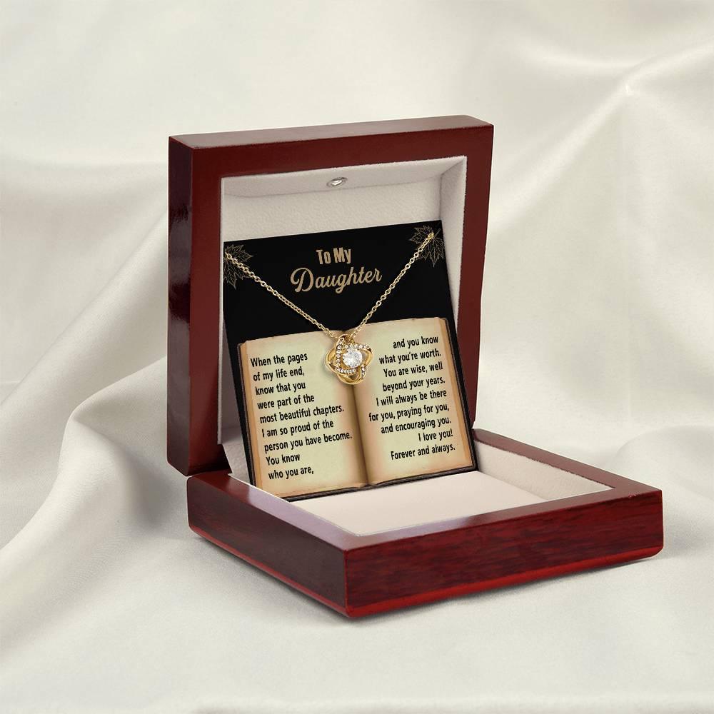 Daughter - Beyond Your Years - Love Knot Pendant Necklace - Mallard Moon Gift Shop