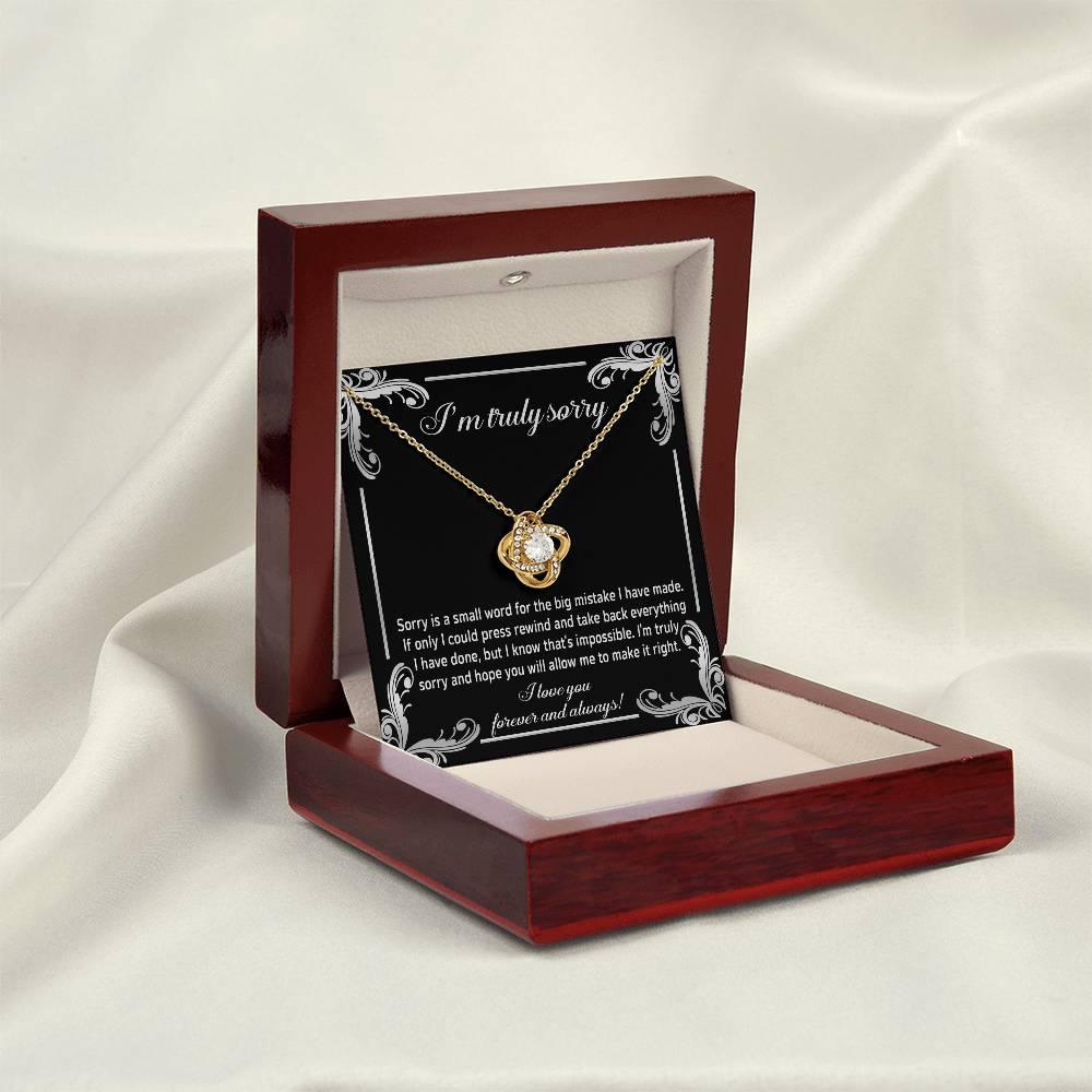 Gift for Girlfriend, Wife-Sorry, Make It Right-Love Knot Pendant Necklace - Mallard Moon Gift Shop