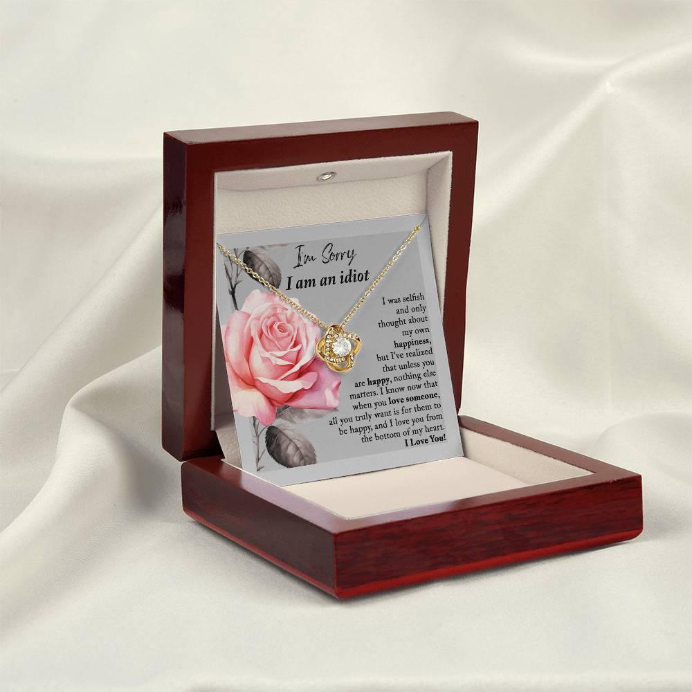 Apology Gift for Her - I'm Sorry I am an Idiot - Love Knot Pendant Necklace - Mallard Moon Gift Shop