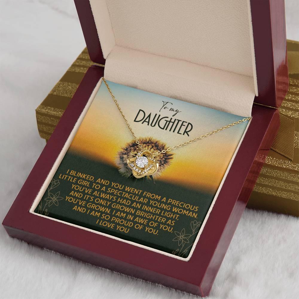 Daughter - Grown Brighter - Love Knot Pendant Necklace - Mallard Moon Gift Shop
