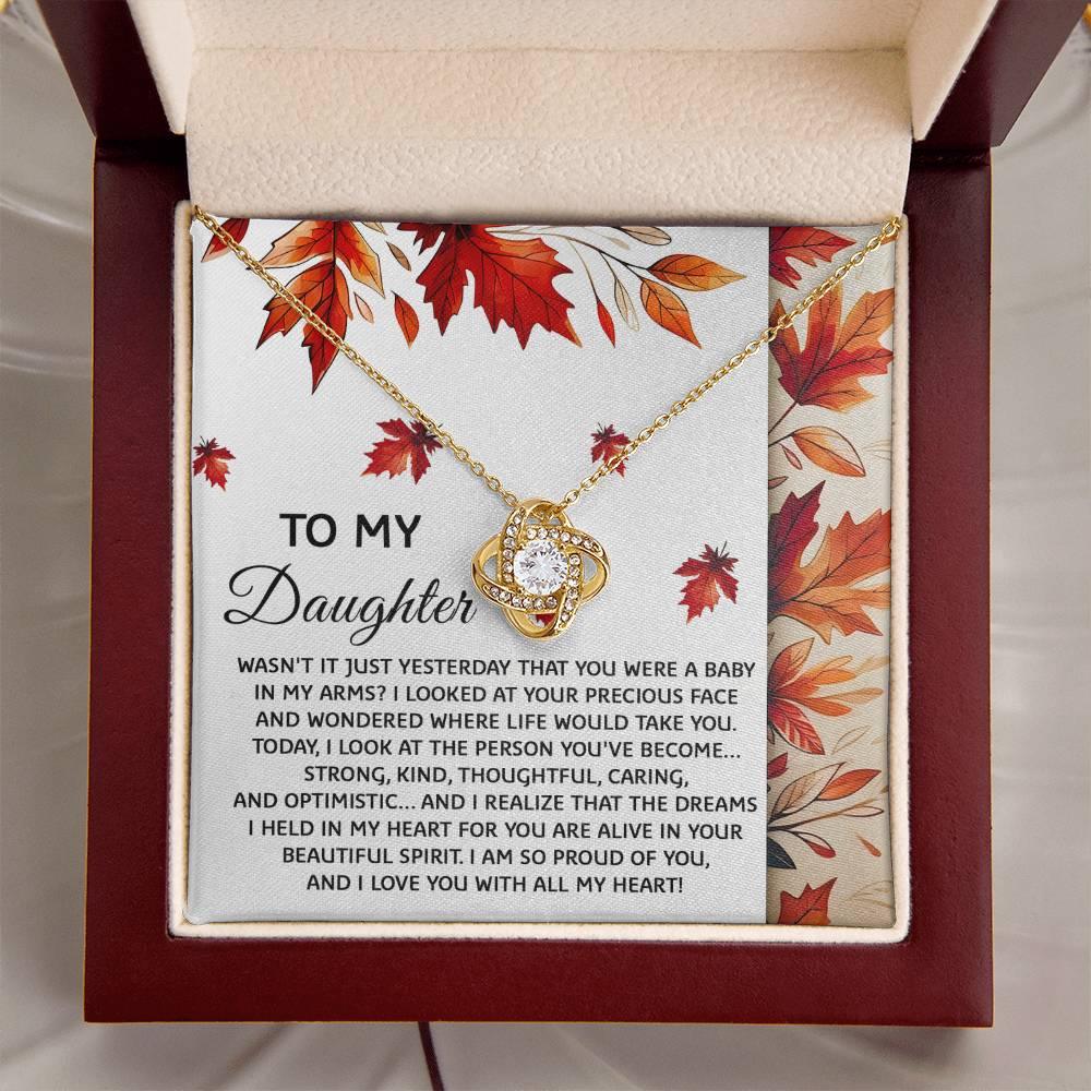 Daughter - You Were A Baby - Love Knot Pendant Necklace - Mallard Moon Gift Shop