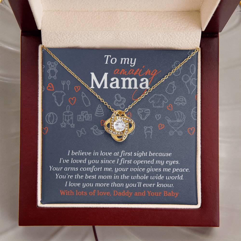 Mom To Be-At First Sight To My Mom - Love Knot Necklace - Mallard Moon Gift Shop