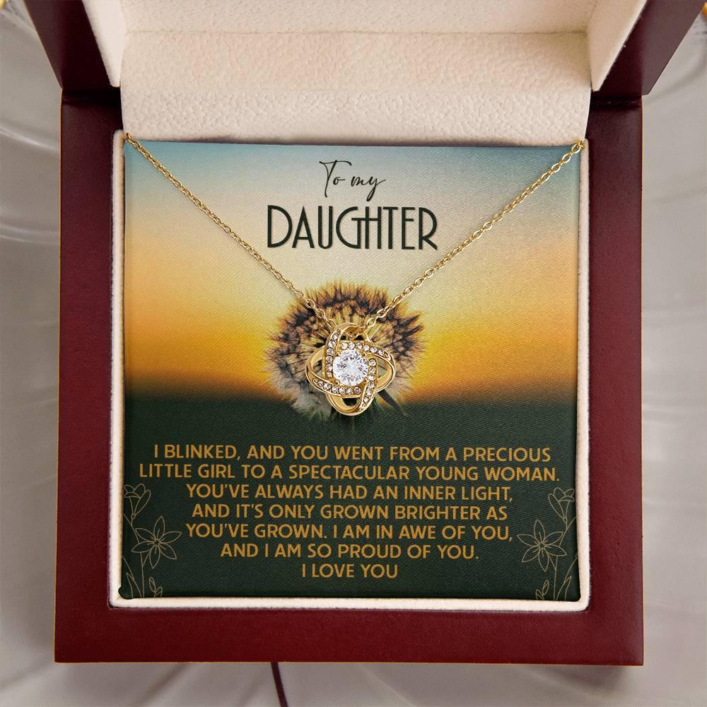 Daughter - Grown Brighter - Love Knot Pendant Necklace - Mallard Moon Gift Shop