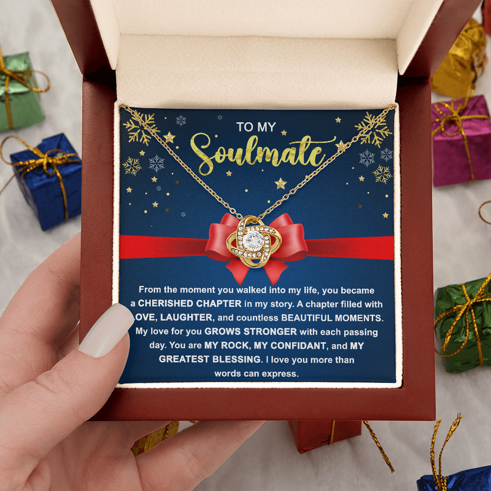 To My Soulmate - My Rock, My Confidant, My Greatest Blessing - Love Knot Pendant Necklace - Mallard Moon Gift Shop