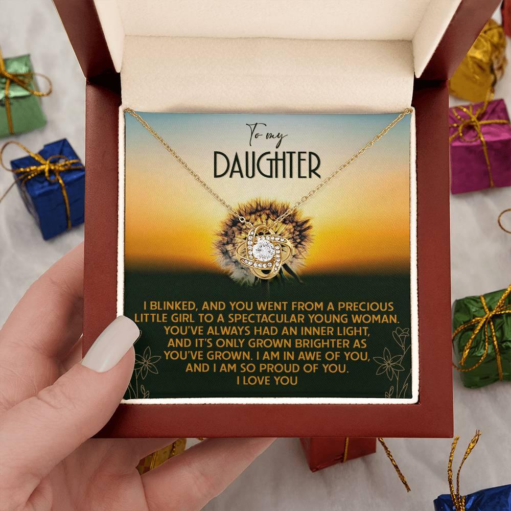 Daughter - Grown Brighter - Love Knot Pendant Necklace - Mallard Moon Gift Shop