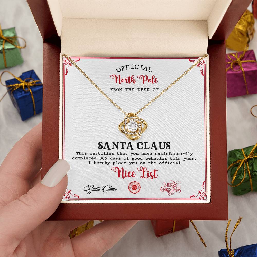 Nice List - Good Behavior - Love Knot Pendant Necklace - Mallard Moon Gift Shop