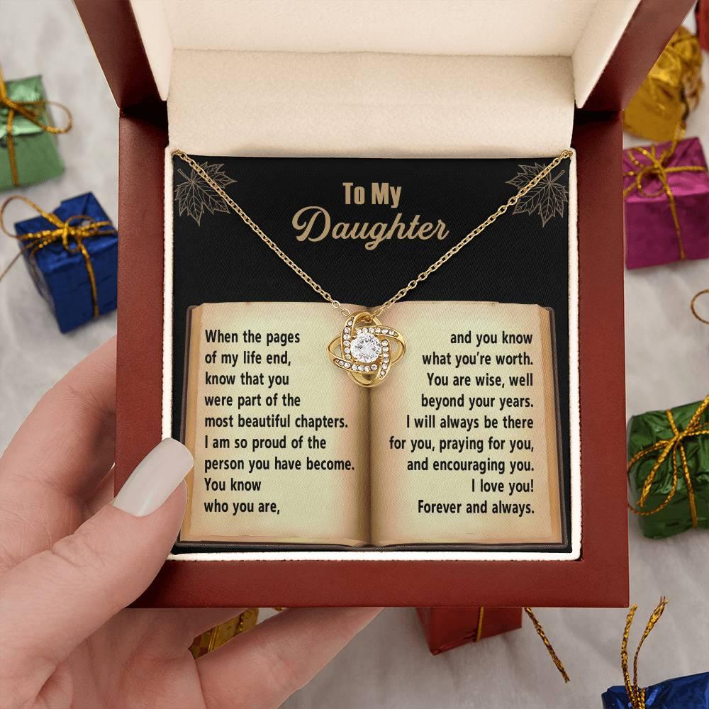 Daughter - Beyond Your Years - Love Knot Pendant Necklace - Mallard Moon Gift Shop