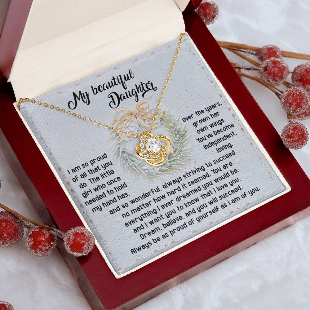Gift for Daughter - Proud Of Yourself - Love Knot Pendant Necklace - Mallard Moon Gift Shop