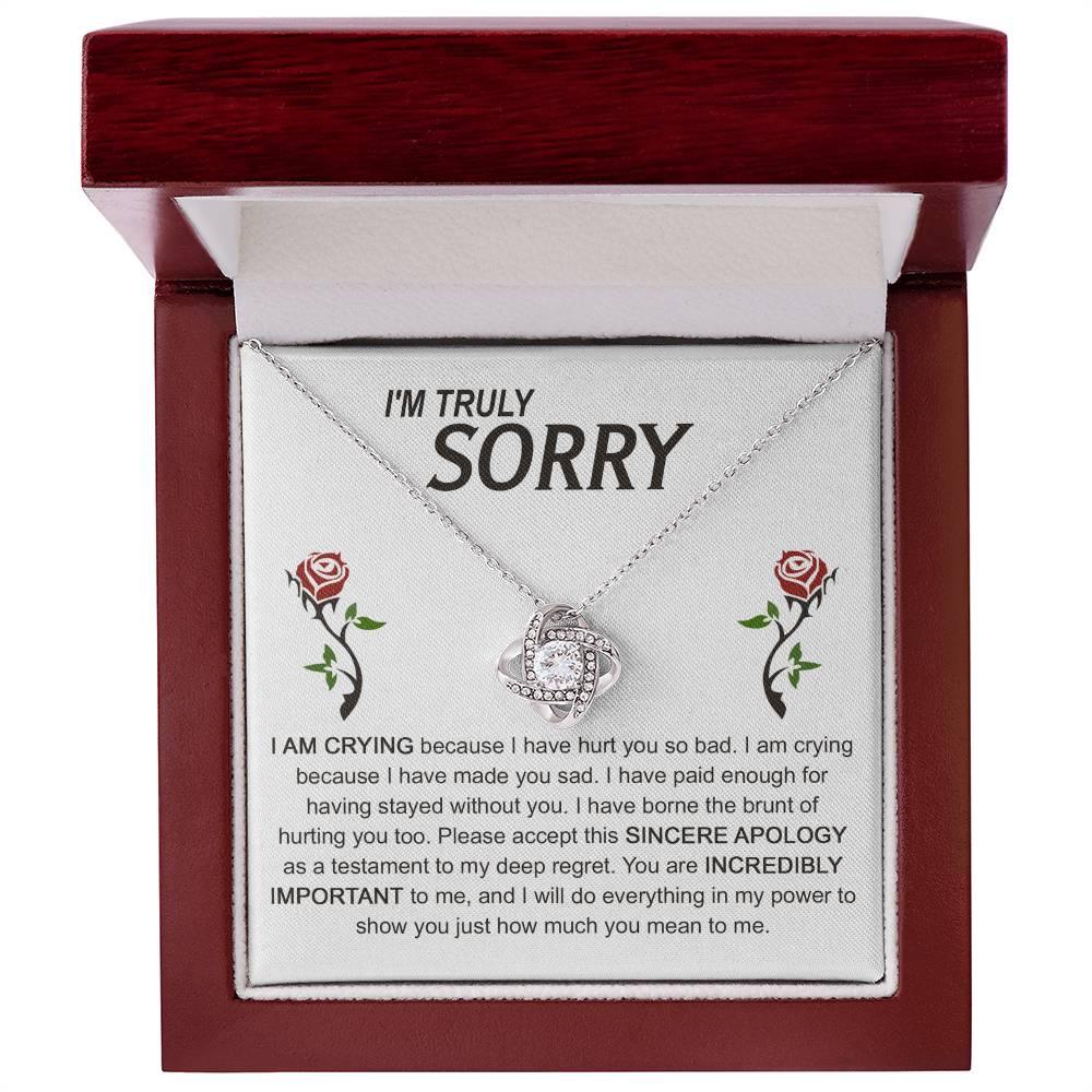 Apology Gift for Girlfriend, Wife, Soulmate - Sorry, Made You Sad - Love Knot Pendant Necklace - Mallard Moon Gift Shop