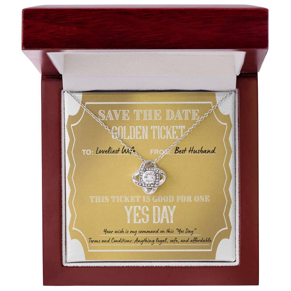 Wife Wedding Day Gift - Golden Ticket - Love Knot Pendant Necklace - Mallard Moon Gift Shop
