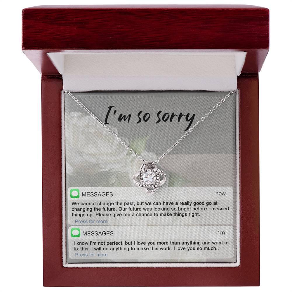 Gift for Girlfriend, Wife - Sorry, I'm Not Perfect - Love Knot Pendant Necklace - Mallard Moon Gift Shop