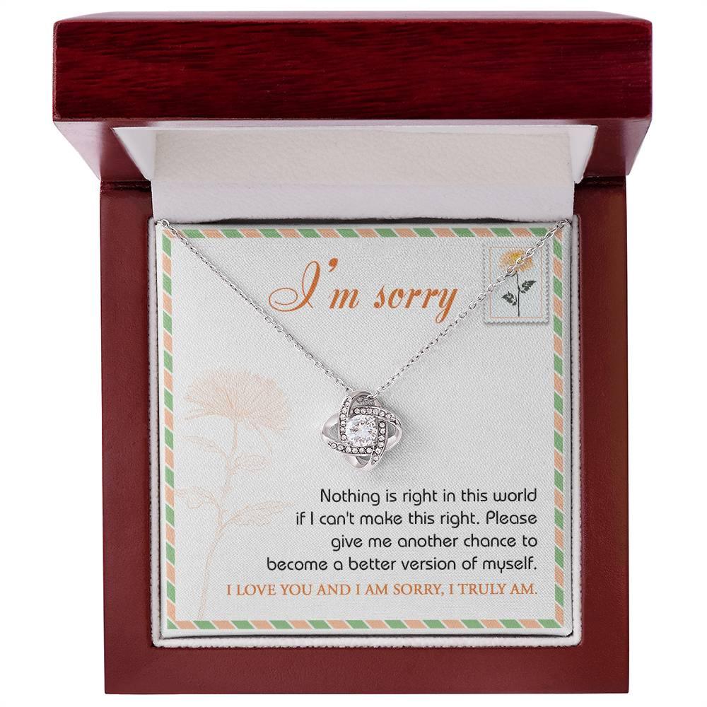 Gift for Girlfriend, Wife-Sorry, Another Chance-Love Knot Pendant Necklace - Mallard Moon Gift Shop