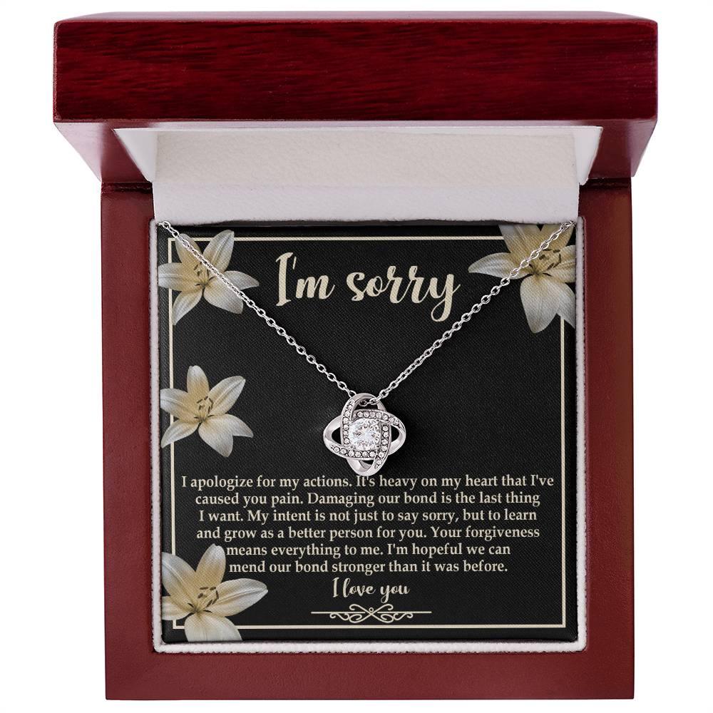 Apology Gift for Girlfriend, Wife, Soulmate - Sorry, The Last Thing - Love Knot Pendant Necklace - Mallard Moon Gift Shop