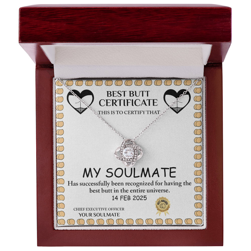 Best Butt & Endless Love Certified! Funny Love Knot Necklace Valentine's Day Gift