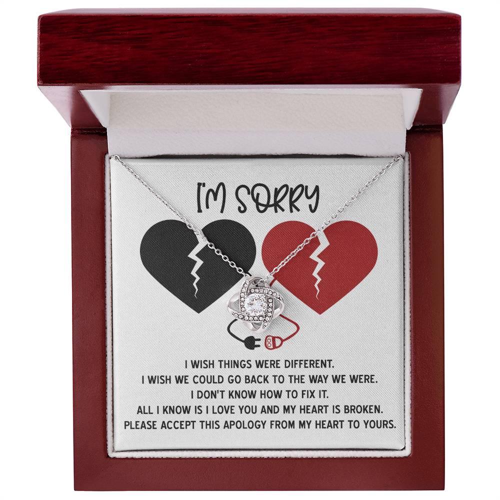 Apology Gift for Girlfriend, Wife, Soulmate - Sorry, Heart Is Broken - Love Knot Pendant Necklace - Mallard Moon Gift Shop