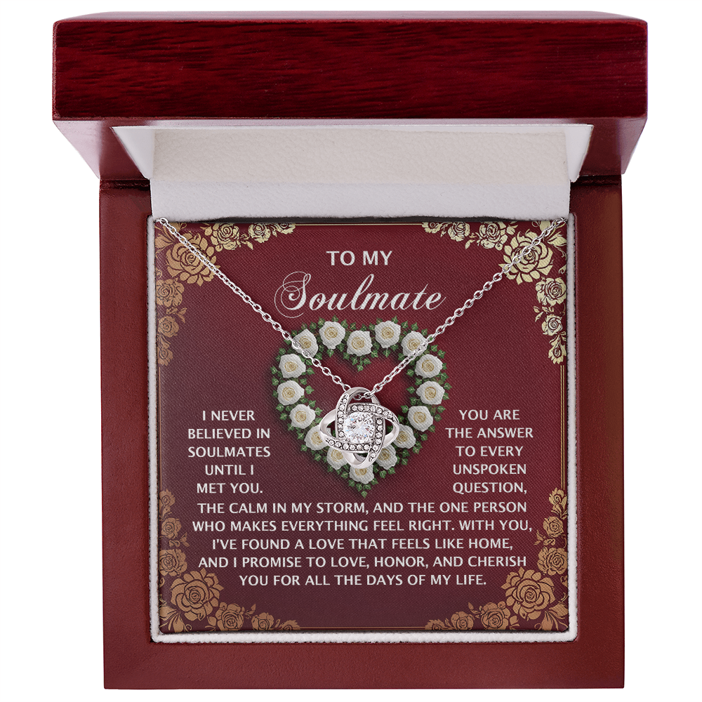 Romantic Gift for Her – Love Knot Necklace with Poetic Soulmate Card