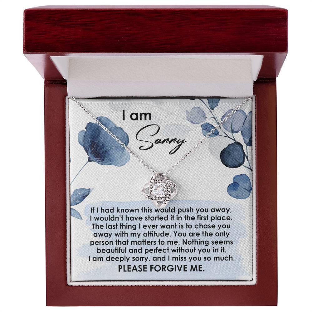 Apology Gift for Girlfriend, Wife, Soulmate - Sorry, Push You Away - Love Knot Pendant Necklace - Mallard Moon Gift Shop