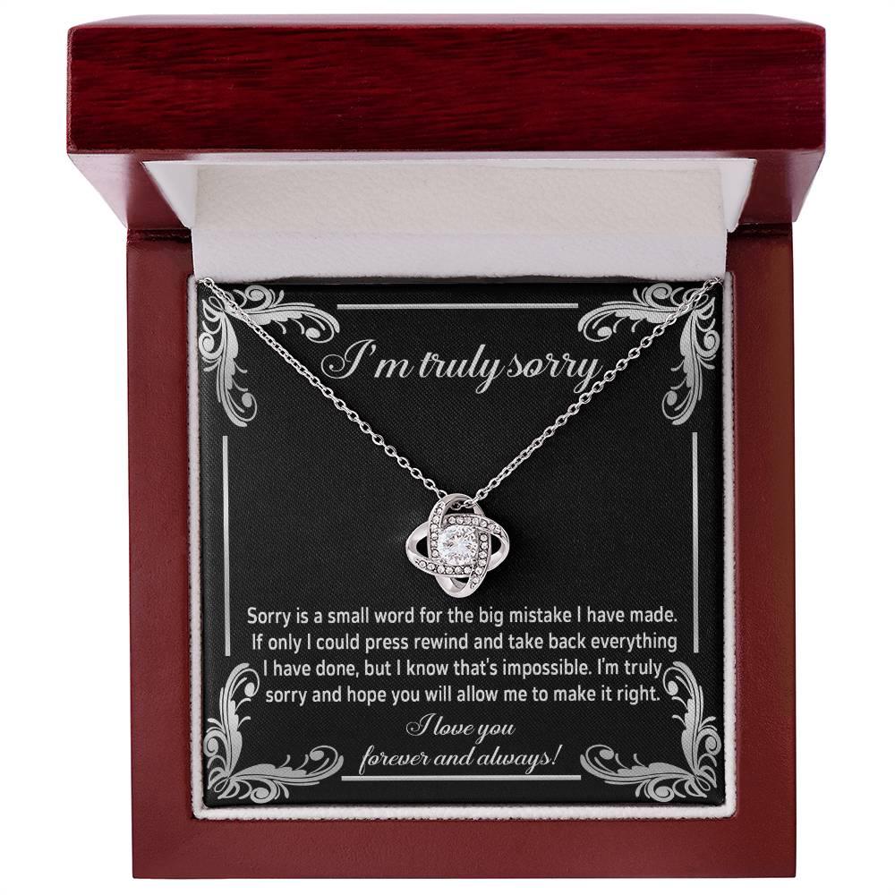 Gift for Girlfriend, Wife-Sorry, Make It Right-Love Knot Pendant Necklace - Mallard Moon Gift Shop