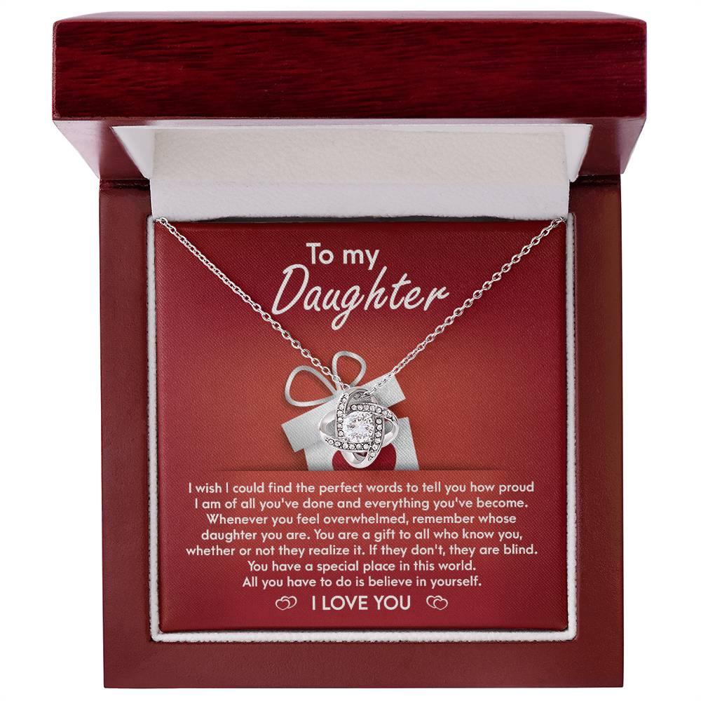 To My Daughter - Proud of You Love Knot Pendant Necklace - Mallard Moon Gift Shop