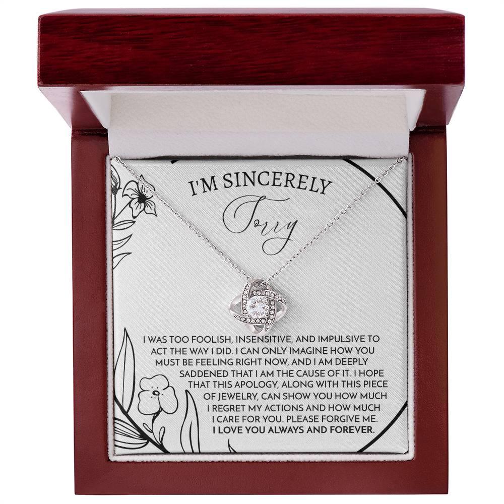 Apology Gift for Girlfriend, Wife, Soulmate -Sorry, Care For You - Love Knot Pendant Necklace - Mallard Moon Gift Shop