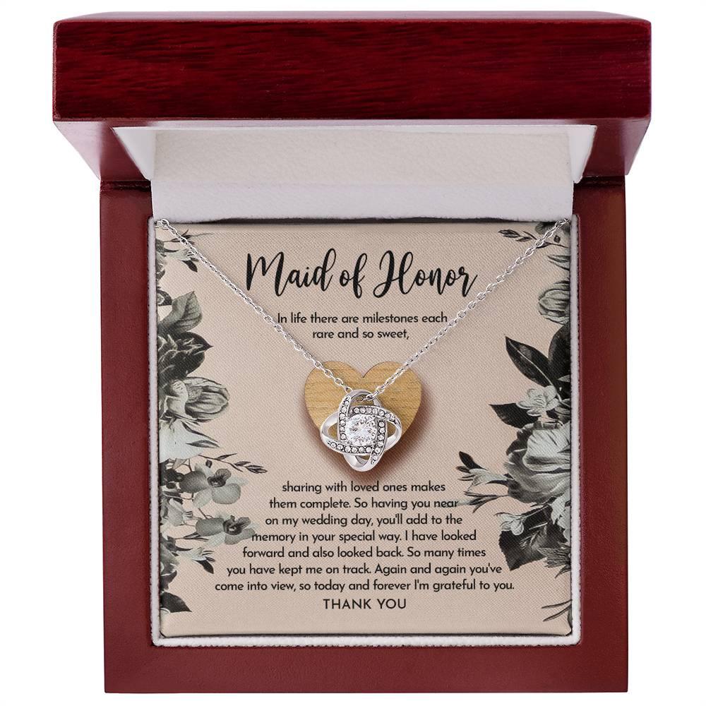 Maid of Honor Wedding Day Gift - My Wedding Day - Love Knot Pendant Necklace - Mallard Moon Gift Shop