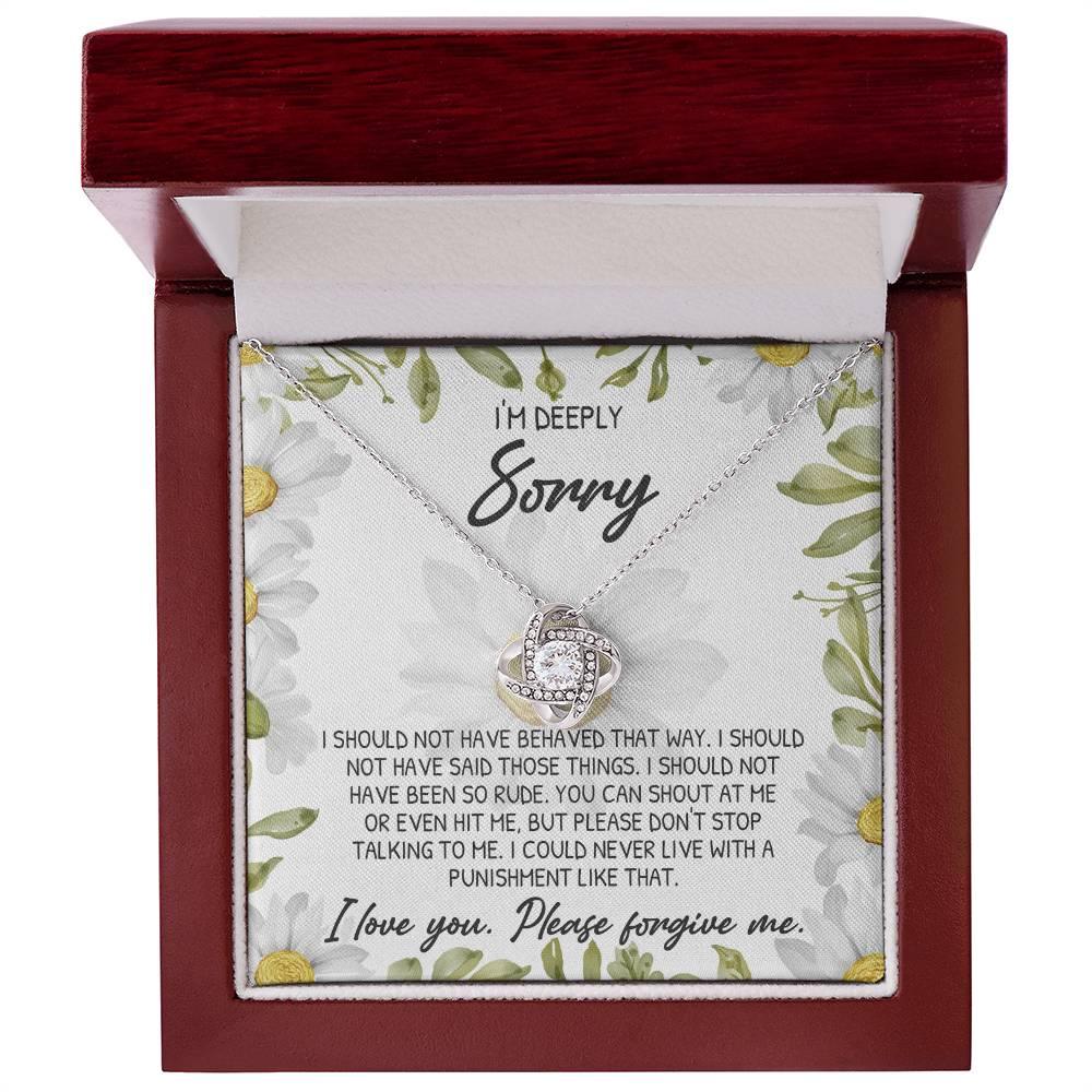 Apology Gift for Girlfriend, Wife, Soulmate-Sorry, Please Don't Stop Talking - Love Knot Pendant Necklace - Mallard Moon Gift Shop