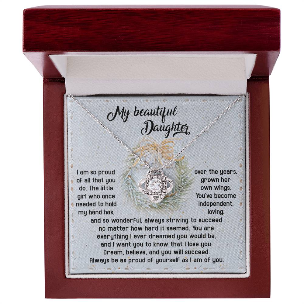 Gift for Daughter - Proud Of Yourself - Love Knot Pendant Necklace - Mallard Moon Gift Shop