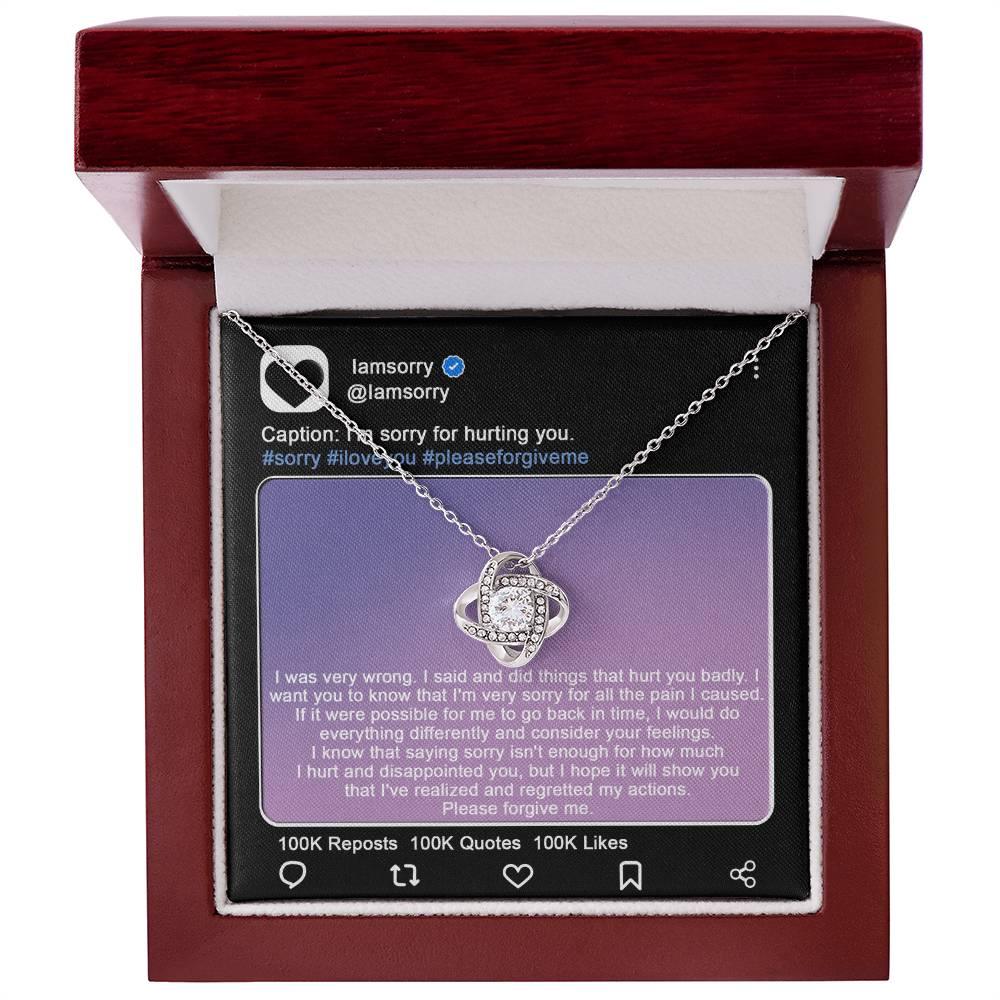 Gift for Girlfriend, Wife-Sorry, Hurt You Badly - Love Knot Pendant Necklace - Mallard Moon Gift Shop