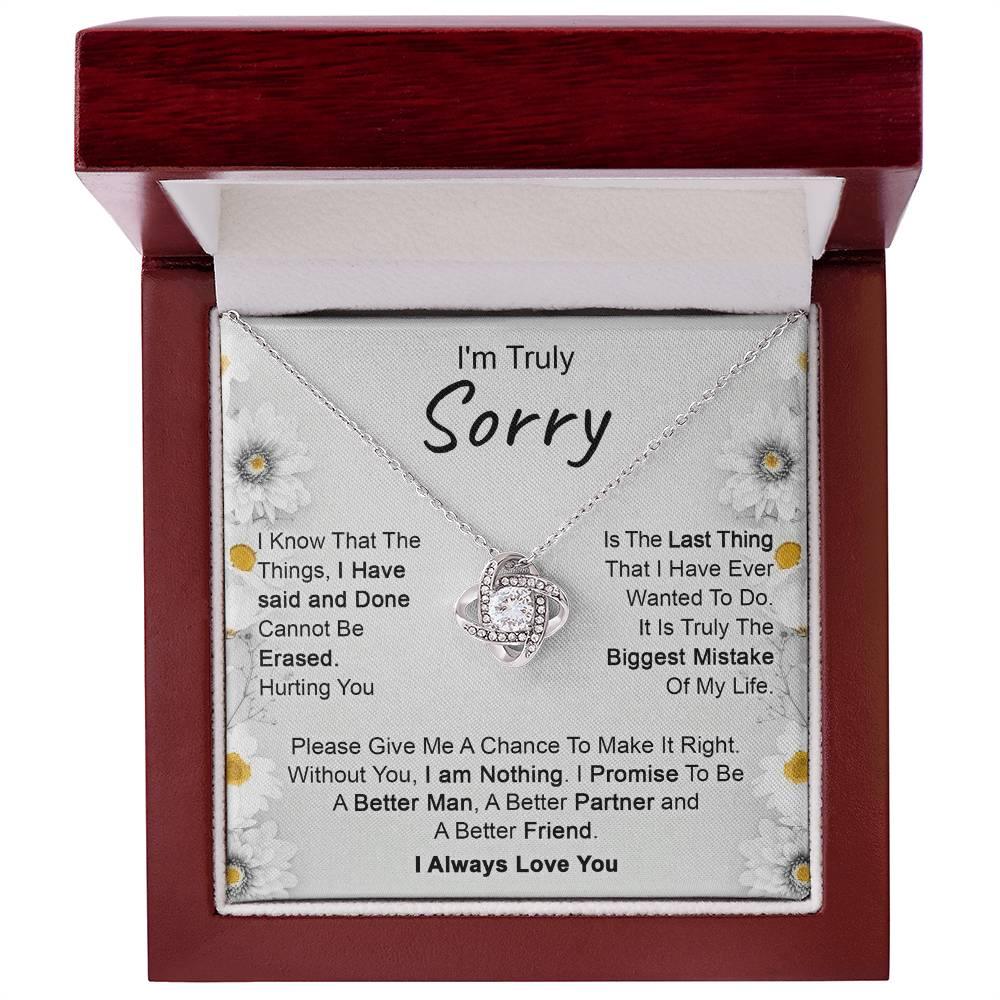 Apology Gift for Girlfriend, Wife, Soulmate - I’m Truly Sorry - Love Knot Pendant Necklace - Mallard Moon Gift Shop