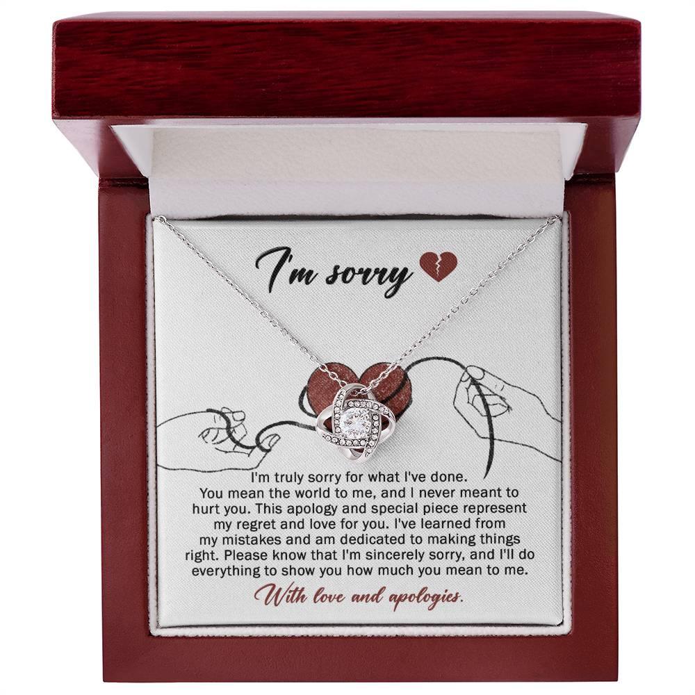 Apology Gift for Girlfriend, Wife, Soulmate - Sorry, Mean The World - Love Knot Pendant Necklace - Mallard Moon Gift Shop