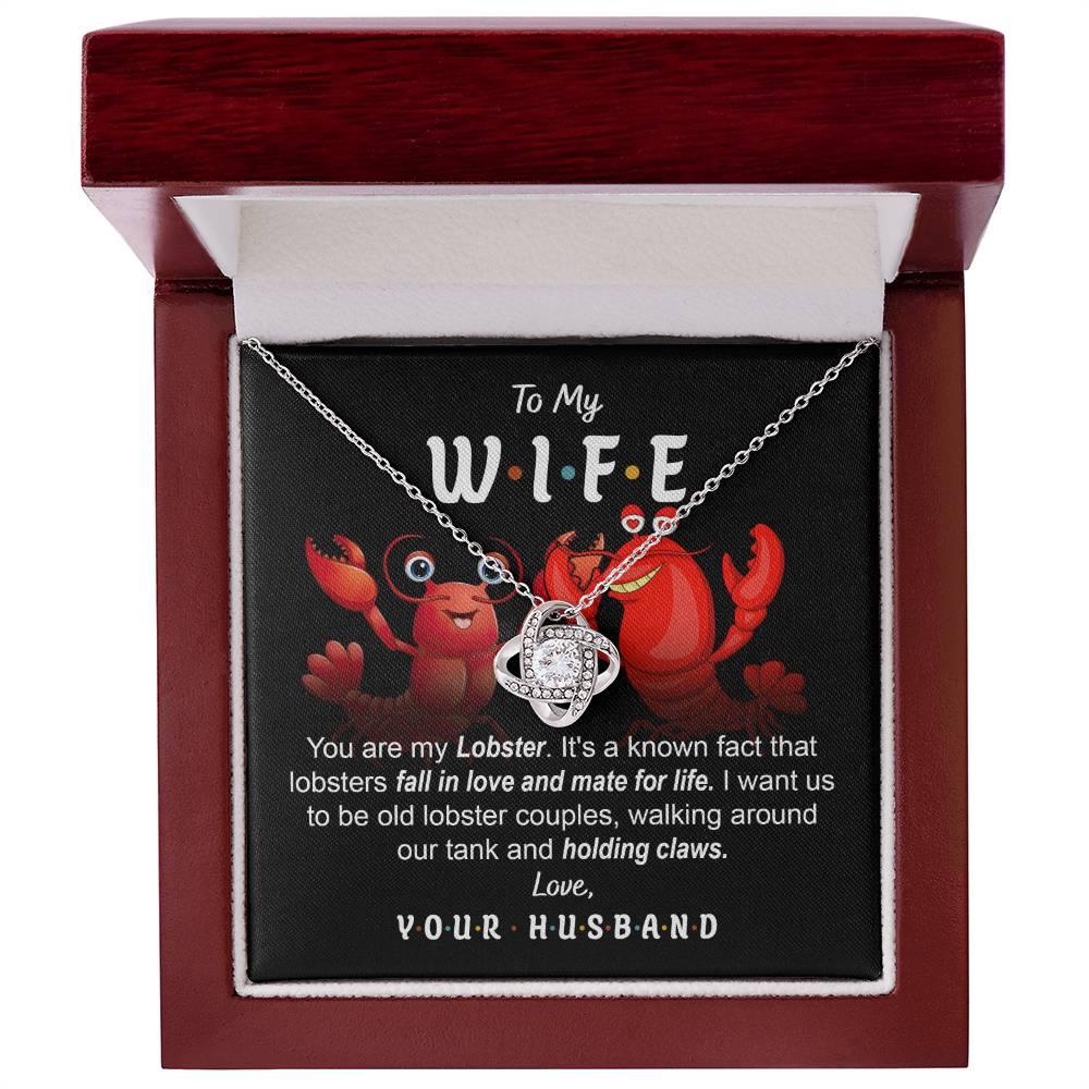 To My Wife - Old Lobster Couples Love Knot Pendant Necklace - Mallard Moon Gift Shop