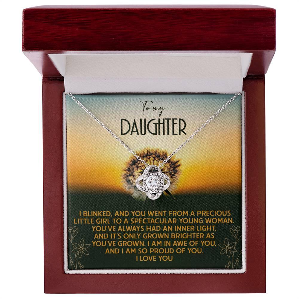Daughter - Grown Brighter - Love Knot Pendant Necklace - Mallard Moon Gift Shop